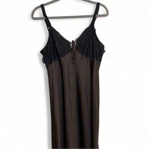 Free people brown lace satin maxi dress